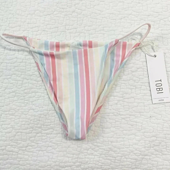 TOBI Darlin Multi Stripe Bikini Set Size M NEW! - Picture 7 of 7